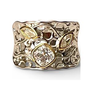 NWT Gorgeous Sz 9 Sterling Silver .925 Thick Abstract Shape Rare Unique Ring